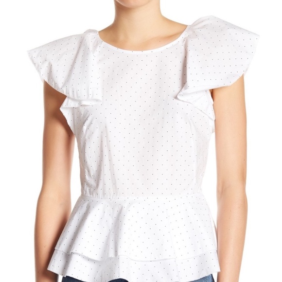 Joie Tops - Joie White Peplum Top w/ Black Polkadots NWT